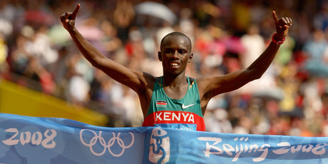 Sammy Wanjiru winning at the Beijing Olympics in 2008. Photo / Getty Images