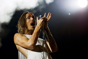 Brandon Boyd of US rock band Incubus performs during the St. Gallen Open Air Music Festival in Switzerland. Photo / AP