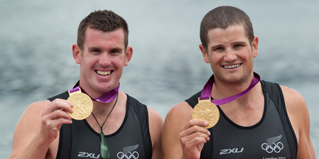 The metal in the gold medals of New Zealand double scullers Joseph Sullivan and Nathan Cohen is worth over $1700. Photo / Brett Phibbs