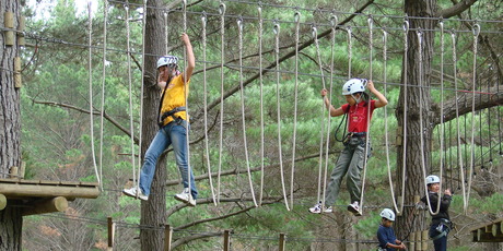Young and old alike enjoy learning the ropes at Woodhill Forest. Photo / Supplied