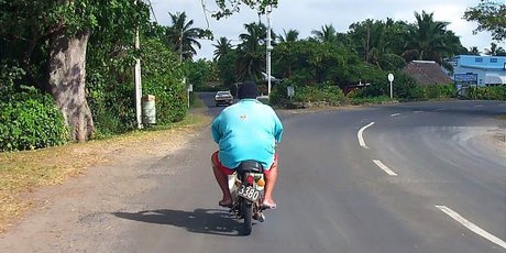 You won't be getting any road rage in Rarotonga traffic. Photo / Martin Davey