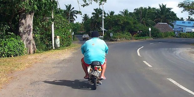 You won't be getting any road rage in Rarotonga traffic. Photo / Martin Davey