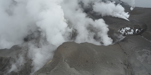 Eruption fissure and upper Te Maari crater of Mount Tongariro after Monday nights eruption.
Photo / Supplied