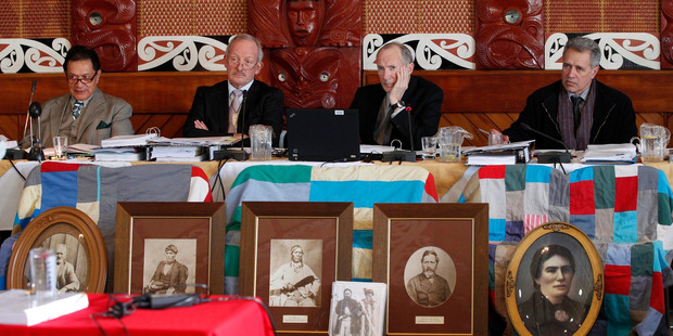 From left, Pou Temara, Timothy Castle, Ron Crosby and Chief Judge Wilson Isaac. Photo / Mark Mitchell