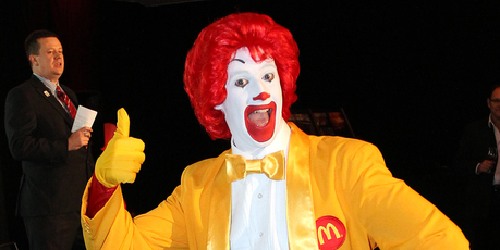 Ronald McDonald is the child-friendly face of the fast-food giant. Photo / APN