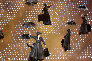 Mary Poppinses at the London Olympics opening ceremony. Photo / Mark Mitchell