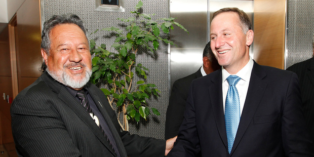 Prime Minister John Key and Maori Party co-leader Pita Sharples. Photo / Mark Mitchell