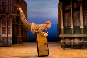Welsh actor Owain Arthur in One Man, Two Guvnors. Photo / Johan Persson