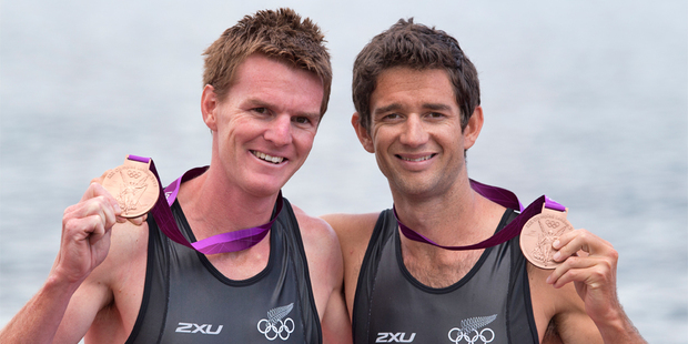 Bronze medal-winning pair Peter Taylor and Storm Uru at the medal ceremony at the London Olympics. Source / Brett Phibbs NZ Herald