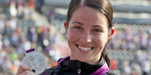 New Zealand BMX rider Sarah Walker with her Olympic silver medal. Photo / Brett Phibbs