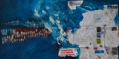 Manu Bennett bought the painting Te Whai A Te Motu. Pictures / Brett Phibbs