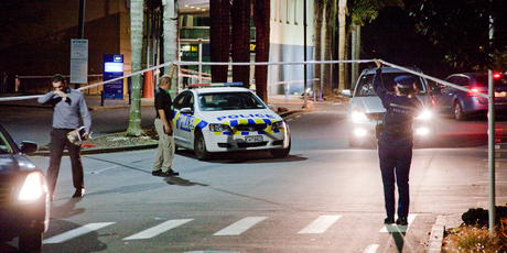 Police search for clues at the North Shore AUT University campus. Photo / Neville Marriner
