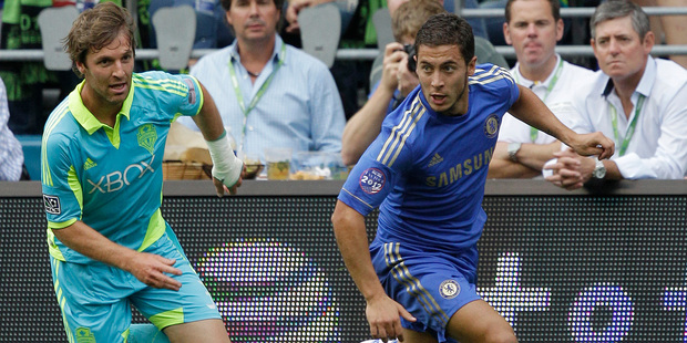 Chelsea's new signing Eden Hazard (right) needs to make a quick contribution to his side's defence of both the Champions League and FA Cup. Picture / AP