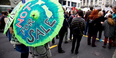 Protesters have targeted companies associated with the Government's push to sell down state-owned assets. Photo / Dean Purcell