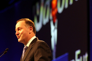 Prime Minister John Key addresses National Party annual conference. Photo / Michael Craig
