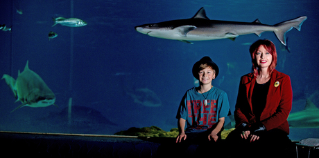Tane Tarlton with his mother Fiona at Kelly Tarlton's. Photo / Dean Purcell