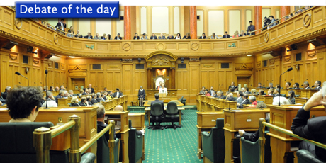Press Gallery in the Debating Chamber, Parliament, Wellington. Photo / Ross Setford