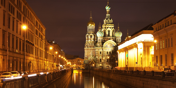 A night view of St Petersburg's Church of the Resurrection of Jesus Christ - one of many striking buildings in the city. Photo / Thinkstock