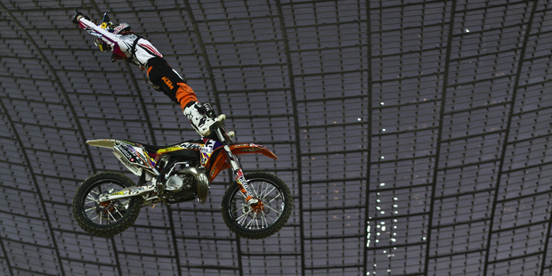 Levi Sherwood competes during the Red Bull X-Fighters round in Munich. Photo / Supplied