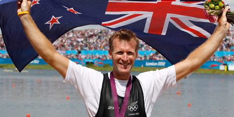 Mahe Drysdale after taking gold in the Olympic Games men's single scull. Photo / Mark Mitchell
