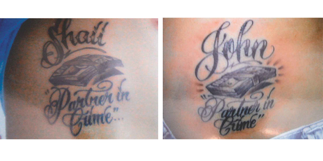 The couple got matching tattoos to mark the success of their heist. Photo / Supplied