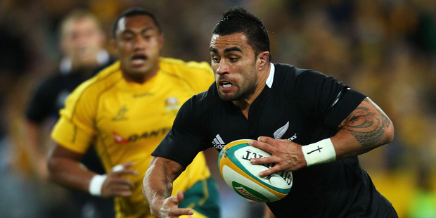 Liam Messam of the All Blacks in action last night. Photo / Getty Images