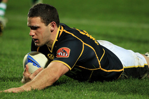 Shaun Treeby of Wellington scores a try during the round one ITM Cup match between Manawatu and Wellington at FMG Stadium. Photo / Getty Images.