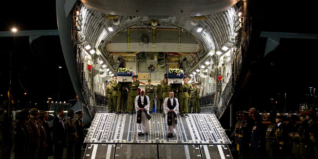 Two of the NZ Army soldiers who died in Afghanistan return home. Picture / NZ Defence