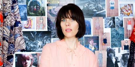 Fashion designer Karen Walker in front of her mood board which is the inspiration for her 2013 spring/summer collection, Sea Monsters. Photo / Babiche Martens