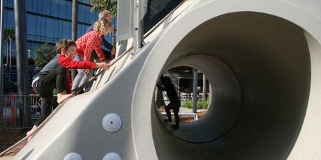 Hours of fun can be had at the Darling Harbour Playground. Photo / Bronwyn Sell