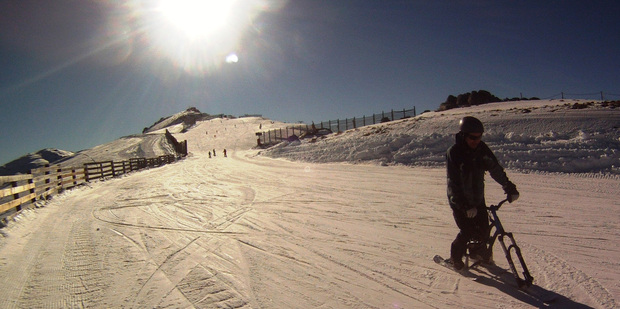 Snow bikes are an easy way to get up and down the mountain. Photo / Supplied