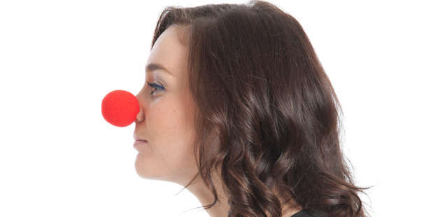 TV presenter Shannon Ryan getting ready for Red Nose Day. Photo / Supplied.