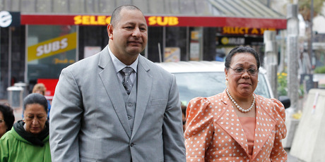 King Tupou VI and Queen Nanasipau'u were welcomed at The Base with a powhiri. Photo / Christine Cornege