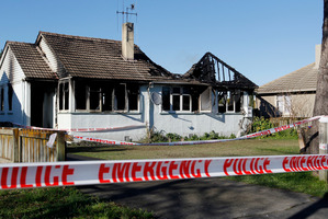 The scene of the fatal house fire in Hamilton this morning. Photo / NZ Herald