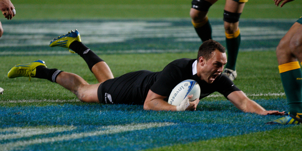 All Black Israel Dagg scores a try. Photo / Richard Robinson