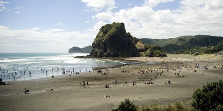 Chris Deacon has rescued many people at wild Piha Beach. Photo / Jason Dorday
