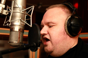 Kim Dotcom works on his rap album at Roundhead Studios, Auckland. Photo / Steven McNicholl