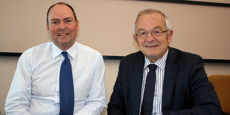 Kaipara District Council's former CEO Jack McKerchar (right), seen here with John Burt, acting chief executive in November 2011. Photo / Northern Advocate