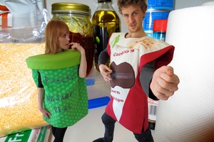 Michelle Blindell as Wasabi Punch and Ben van Lier as Carlito Corn Chips. Photo / Supplied