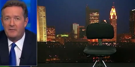 When Todd Akin backed out of his interview with CNN host Piers Morgan, the host pulled the 'empty chair' on air instead. Photo / YouTube