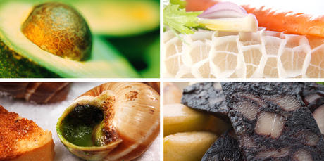 (Clockwise top left) Food that may not appeal to all tastes: Avocado, tripe, black pudding and snails. Photos / Thinkstock