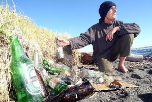Carl Schischka is a silent hero, keeping broken glass off the streets. Photo / Stuart Munro