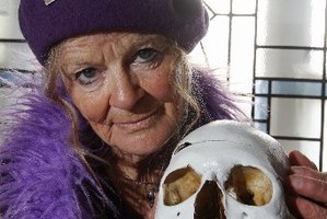Poor Yorrick or Ned? Anna Hoffman from Napier claims this is the skull of Ned Kelly. Photo / Paul Taylor
