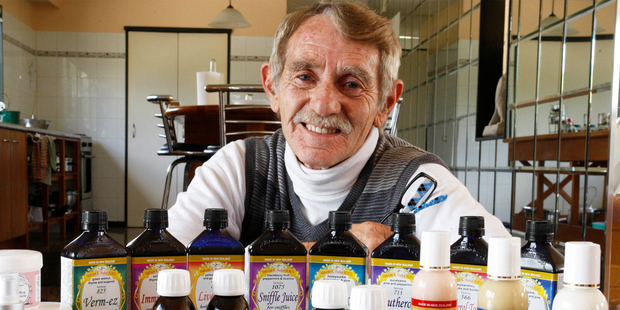 Malcolm Harker with his herbal ware. Photo / Northern Advocate