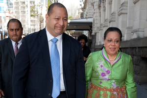 King Tupou VI with wife Nanasipau'u Tuku'aho. Photo / Greg Bowker