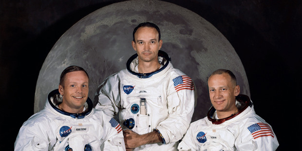 In this 1969 photo (from left) are Neil Armstrong, Michael Collins and Buzz Aldrin. Photo / AP