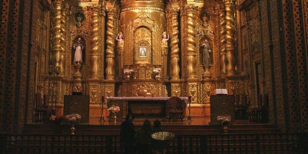 The 400-year-old La Compania de Jesus glitters with gold. Photo / Jim Eagles