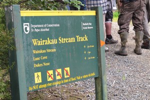 Jurors in the murder trial of Wayne Bracken and Neville Joseph Dangen examined the scene at the Wairakau Stream Track. Photo / Peter De Graaf