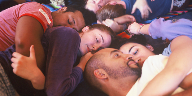 At monthly cuddle parties in Wellington, up to 20 people consent to hug and touch without sexual contact. Photo / Supplied