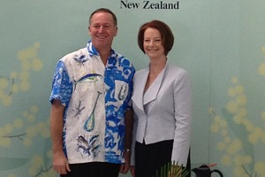 John Key with Julia Gillard at the Pacific Islands Forum. Photo / Claire Trevett